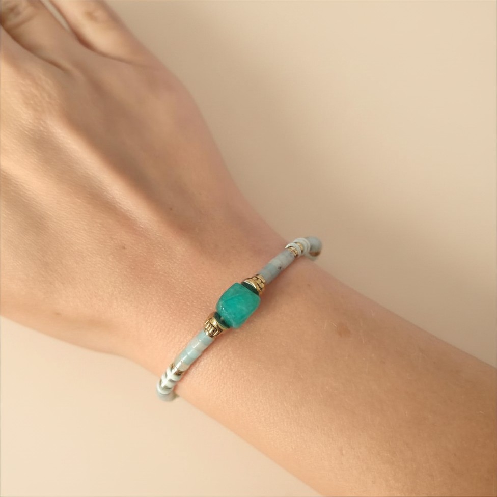 Bracelet Apatite Azurée Bohème 2 Bracelet Apatite Azurée Bohème – Image 2