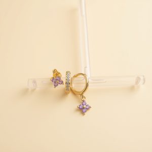Trio de boucles d'oreilles Violette